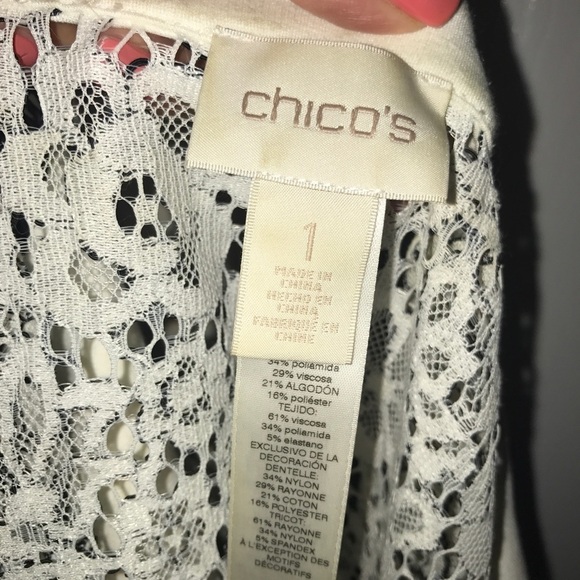 Chicos Sz 1 lace overlay spring jacket lightweight - Picture 2 of 7